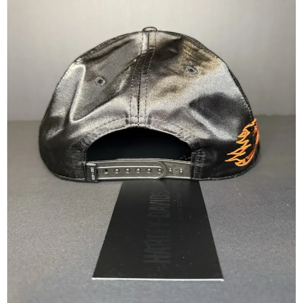 Harley Davidson‎ Racing Screamin Eagle Mens OS Black Satin Snapback Cap Hat